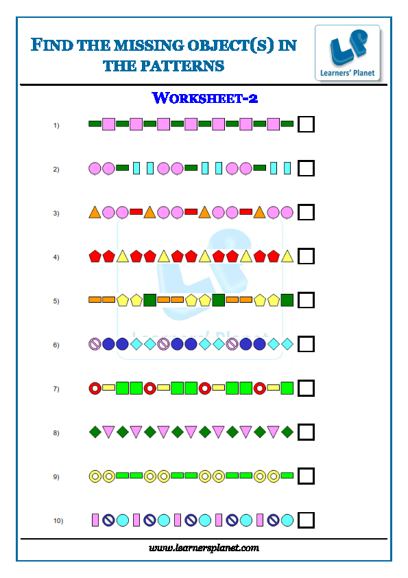 Patterning Worksheets | Picture and Number Patterns